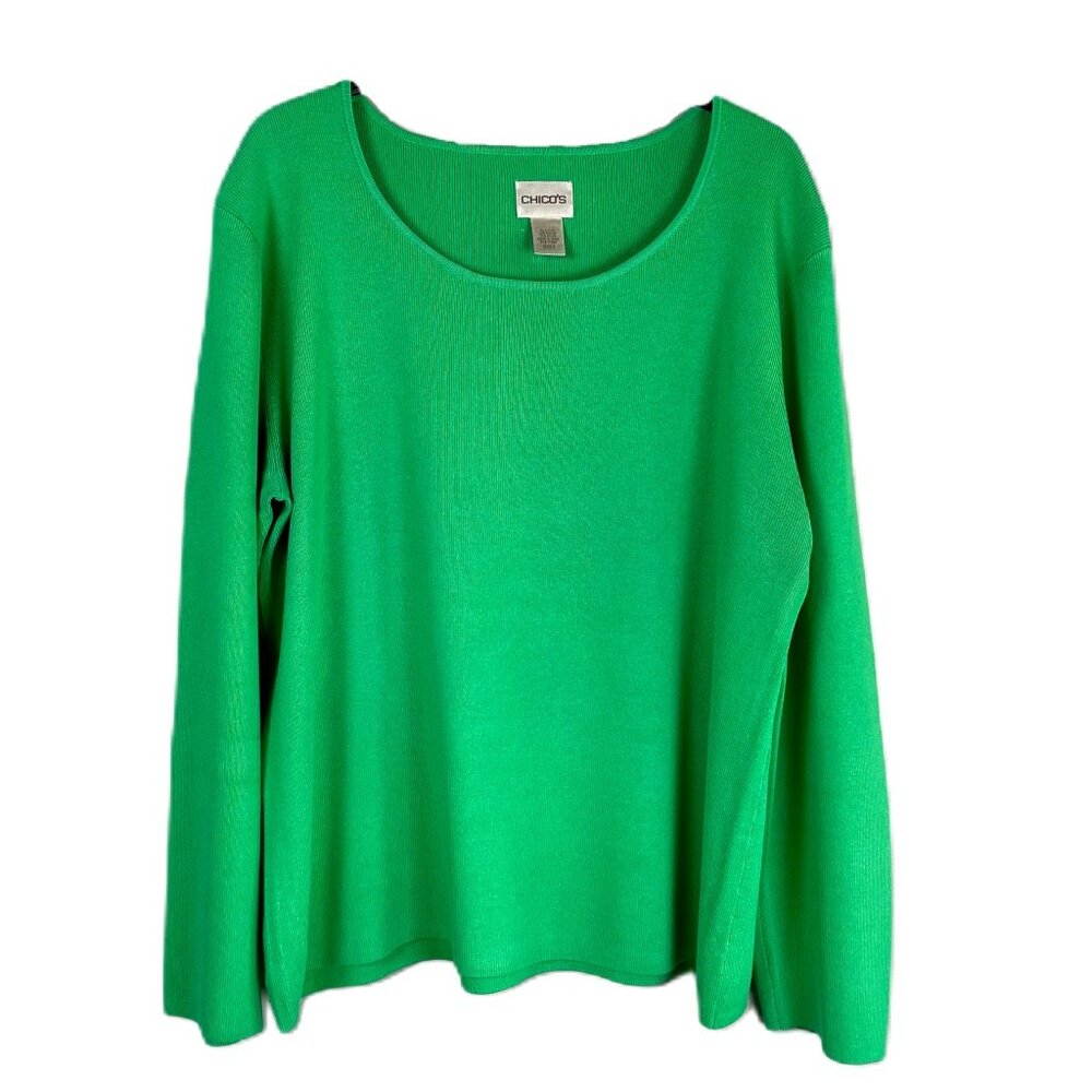 CHICO'S Green Long Sleeve Sweater - Size 2 (L)
